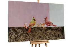 XXL Öl Gemälde 'Funny Parakeet Family' | Handgemaltes Unikat