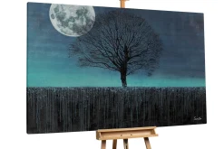 XXL Öl Gemälde 'Geheimer Vollmond' | Handgemaltes Unikat