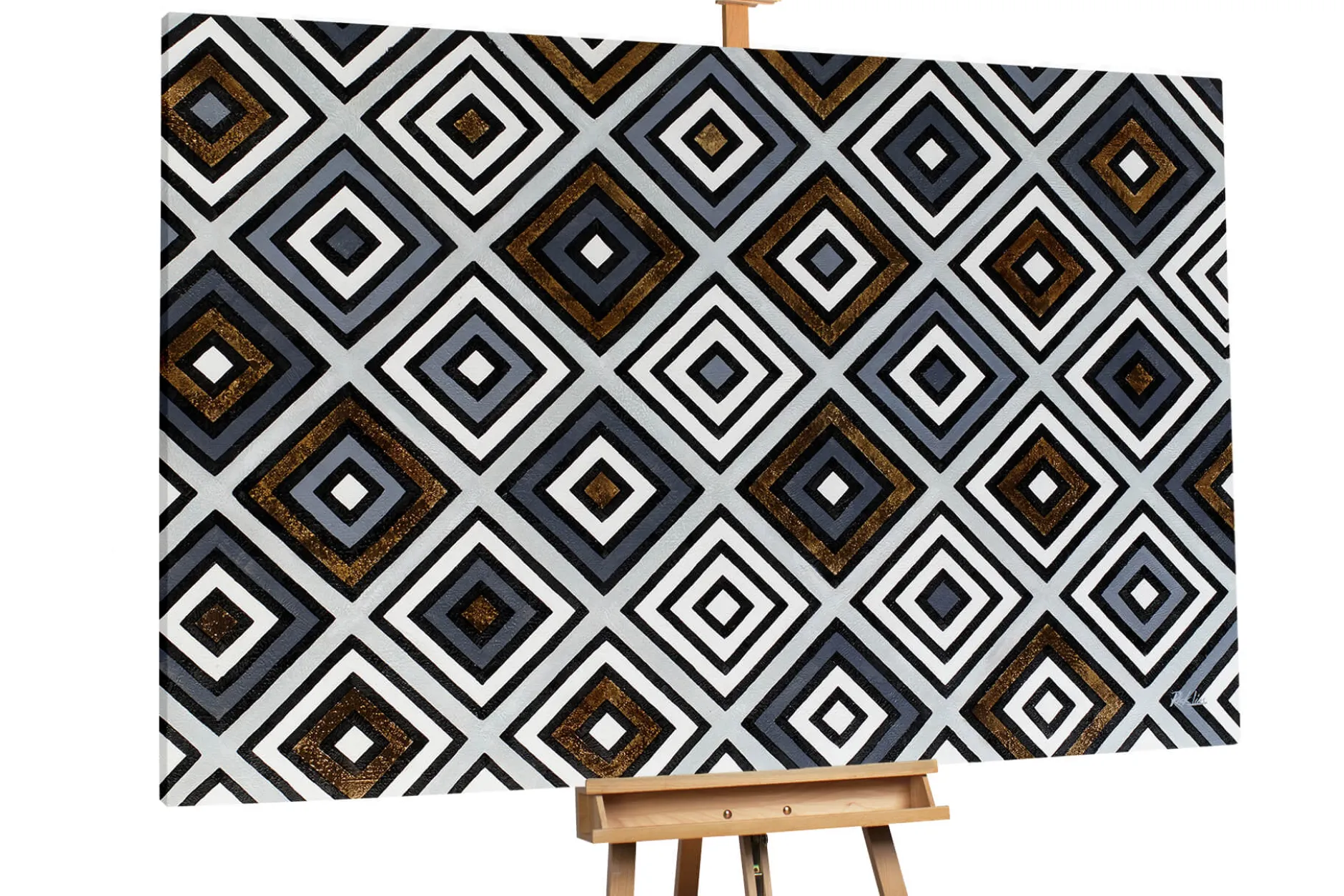 XXL Öl Gemälde 'Geometric Illusion' | Handgemaltes Unikat