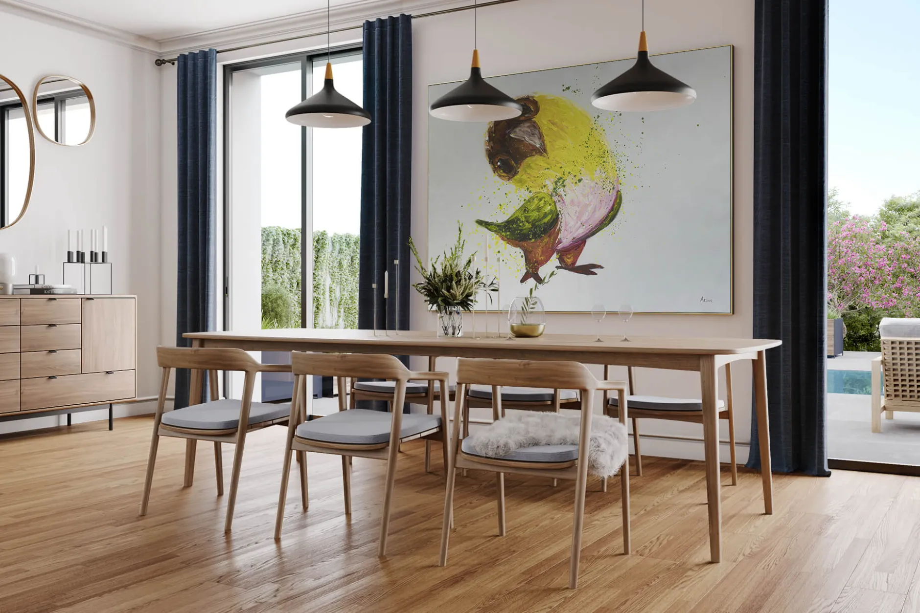 XXL Öl Gemälde 'Glücksvogel' | Handgemaltes Unikat