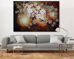 XXL Öl Gemälde 'Glowing Florets' | Handgemaltes Unikat
