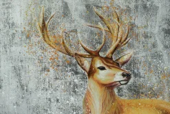 XXL Öl Gemälde 'Golden Deer' | Handgemaltes Unikat
