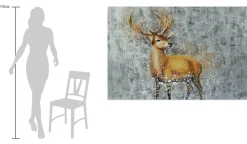 XXL Öl Gemälde 'Golden Deer' | Handgemaltes Unikat
