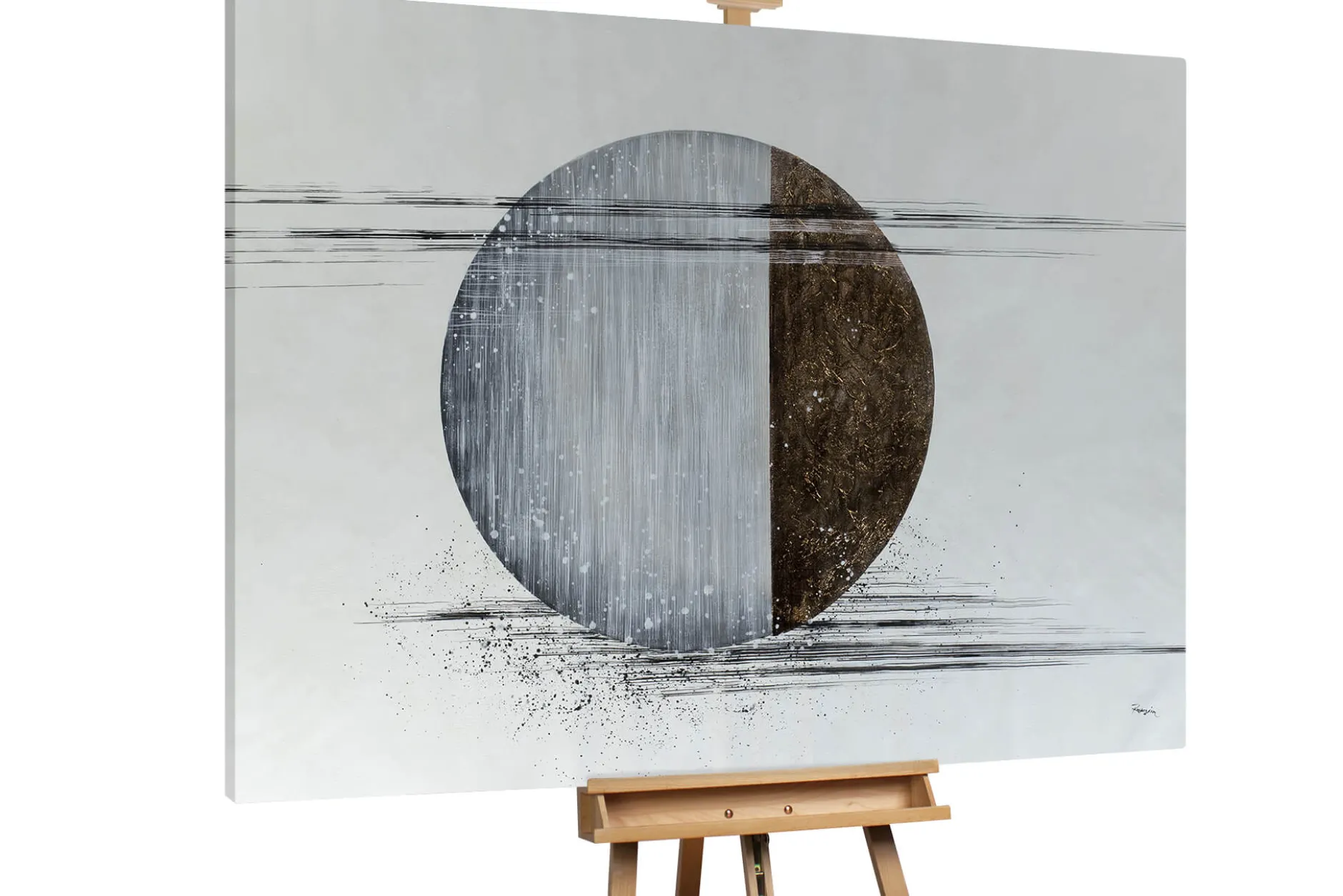 XXL Öl Gemälde 'Golden Eclipse' | Handgemaltes Unikat