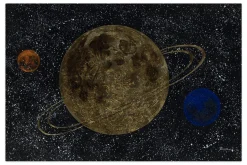 XXL Öl Gemälde 'Goldener Planet' | Handgemaltes Unikat