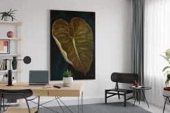 XXL Öl Gemälde 'Golden Flamingo Flower' | Handgemaltes Unikat