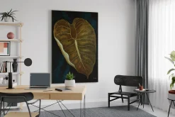 XXL Öl Gemälde 'Golden Flamingo Flower' | Handgemaltes Unikat