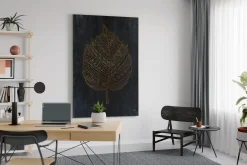 XXL Öl Gemälde 'Golden Leaf Pattern' | Handgemaltes Unikat