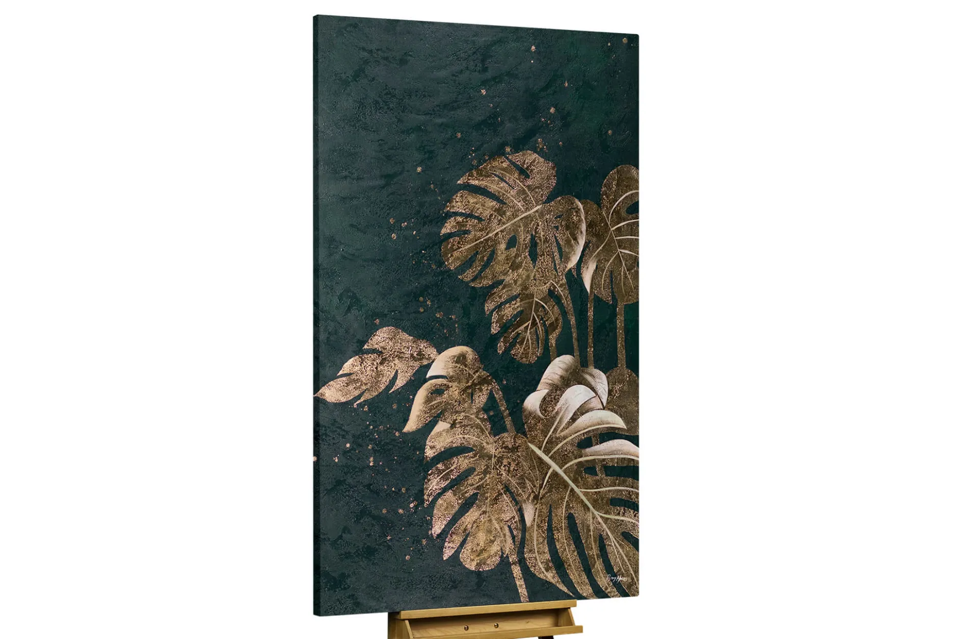 XXL Öl Gemälde 'Golden Monstera' | Handgemaltes Unikat