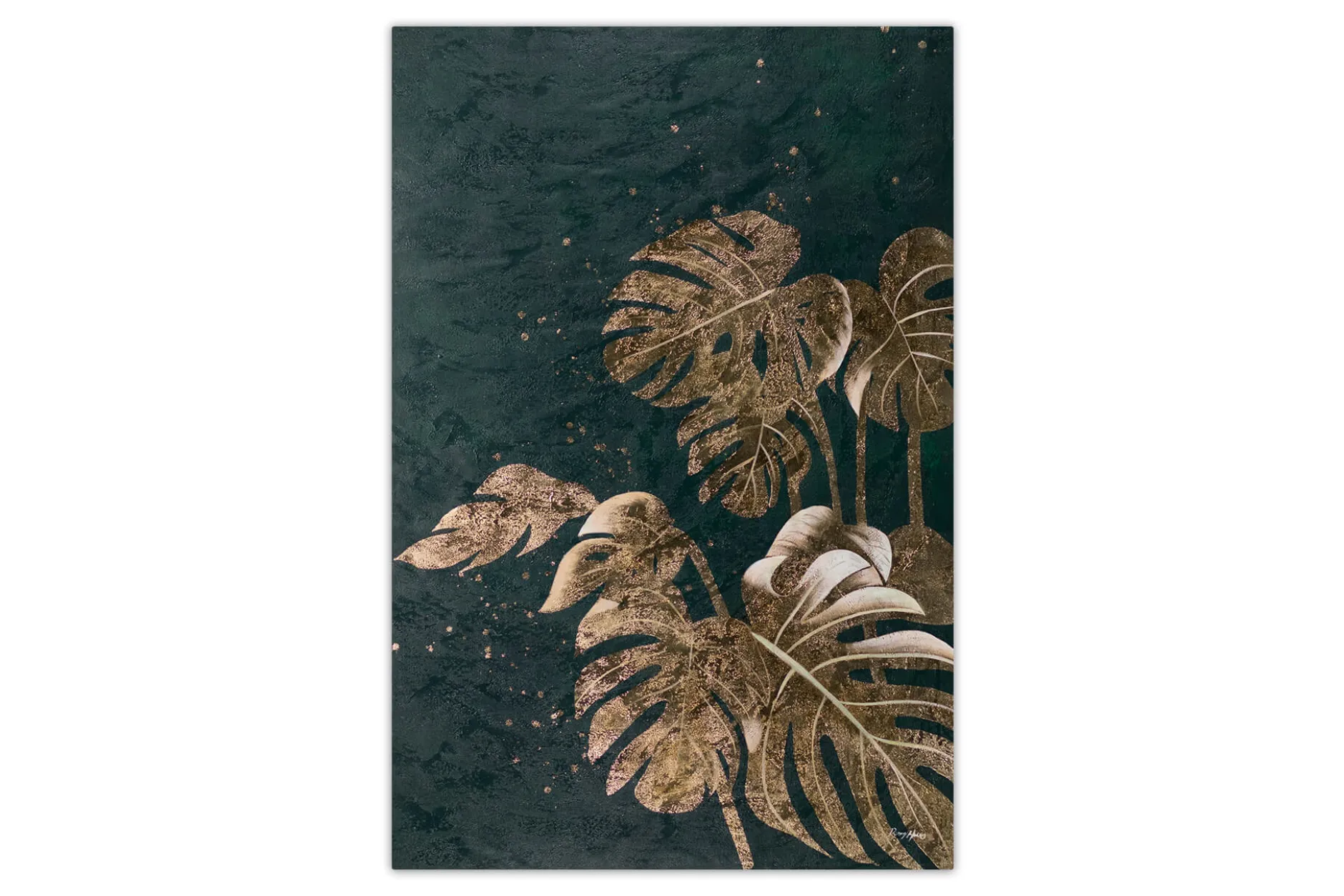 XXL Öl Gemälde 'Golden Monstera' | Handgemaltes Unikat