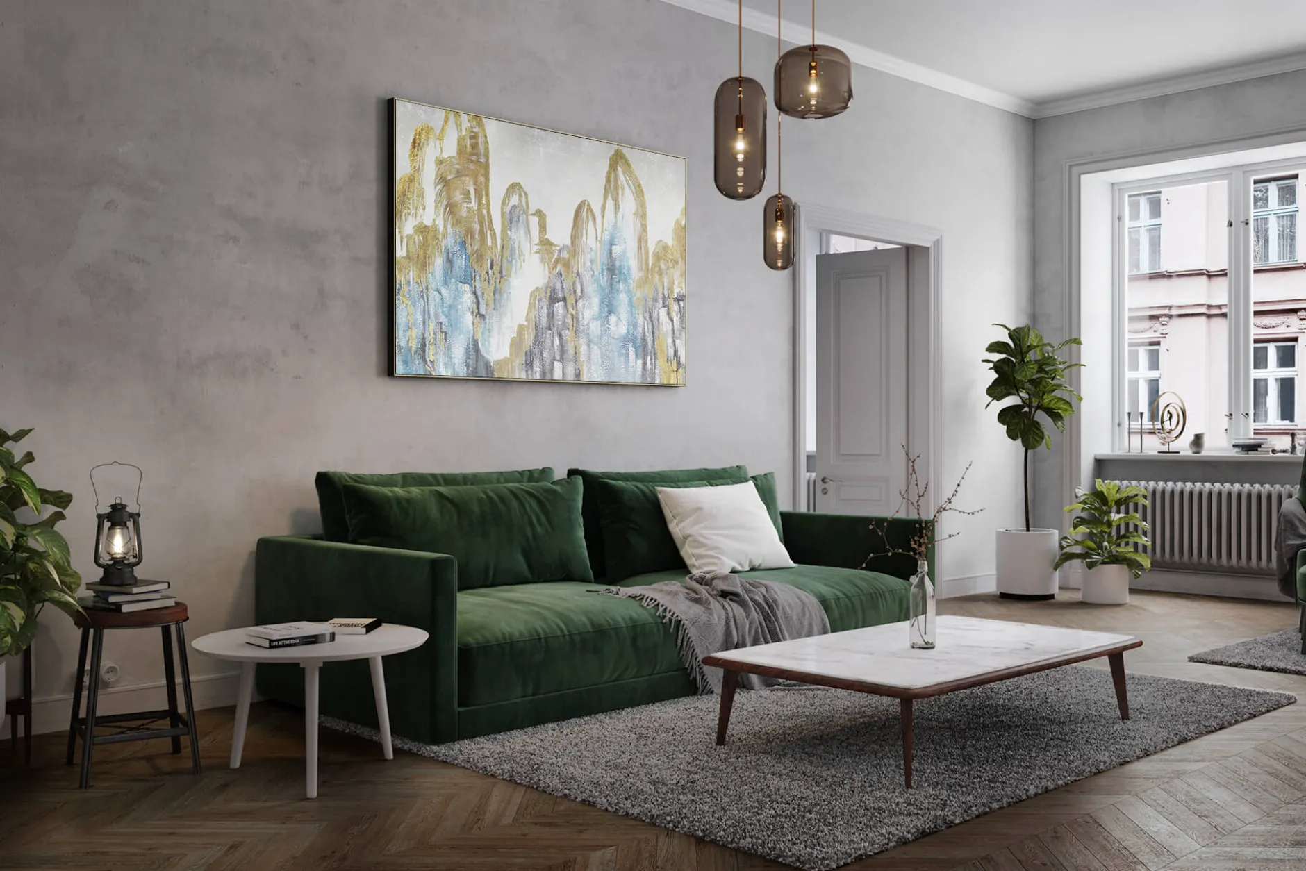 XXL Öl Gemälde 'Golden Sky' | Handgemaltes Unikat