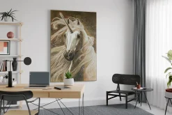 XXL Öl Gemälde 'Golden Unicorn' | Handgemaltes Unikat