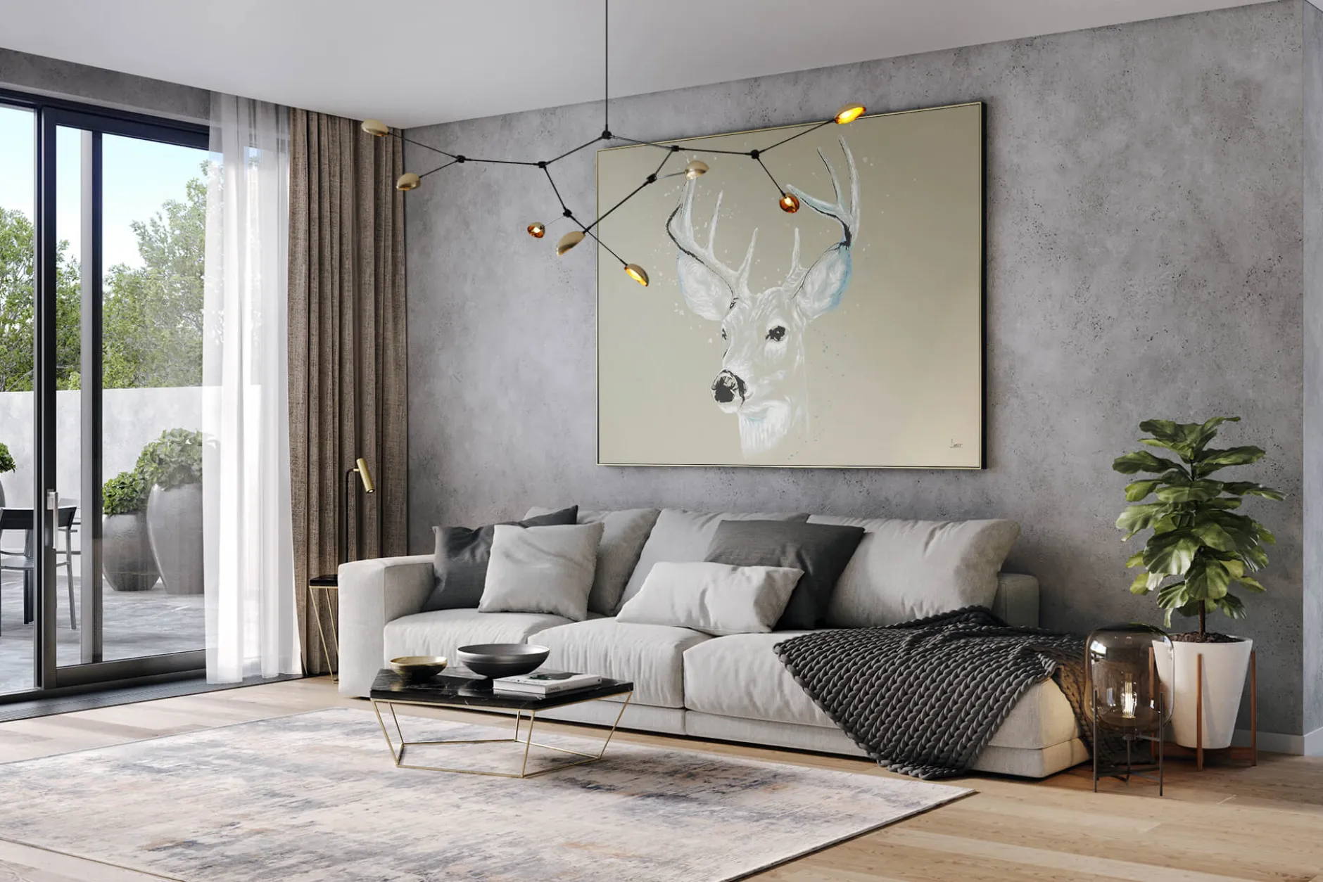 XXL Öl Gemälde 'Graceful Deer' | Handgemaltes Unikat