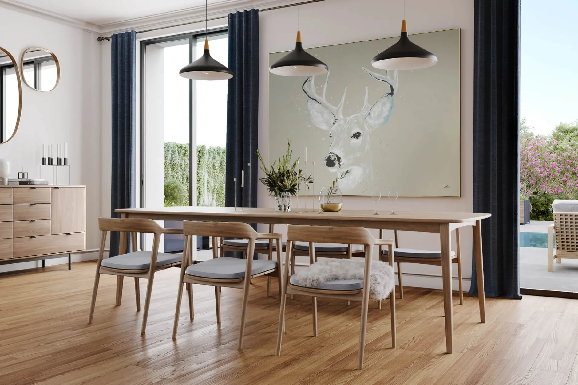 XXL Öl Gemälde 'Graceful Deer' | Handgemaltes Unikat