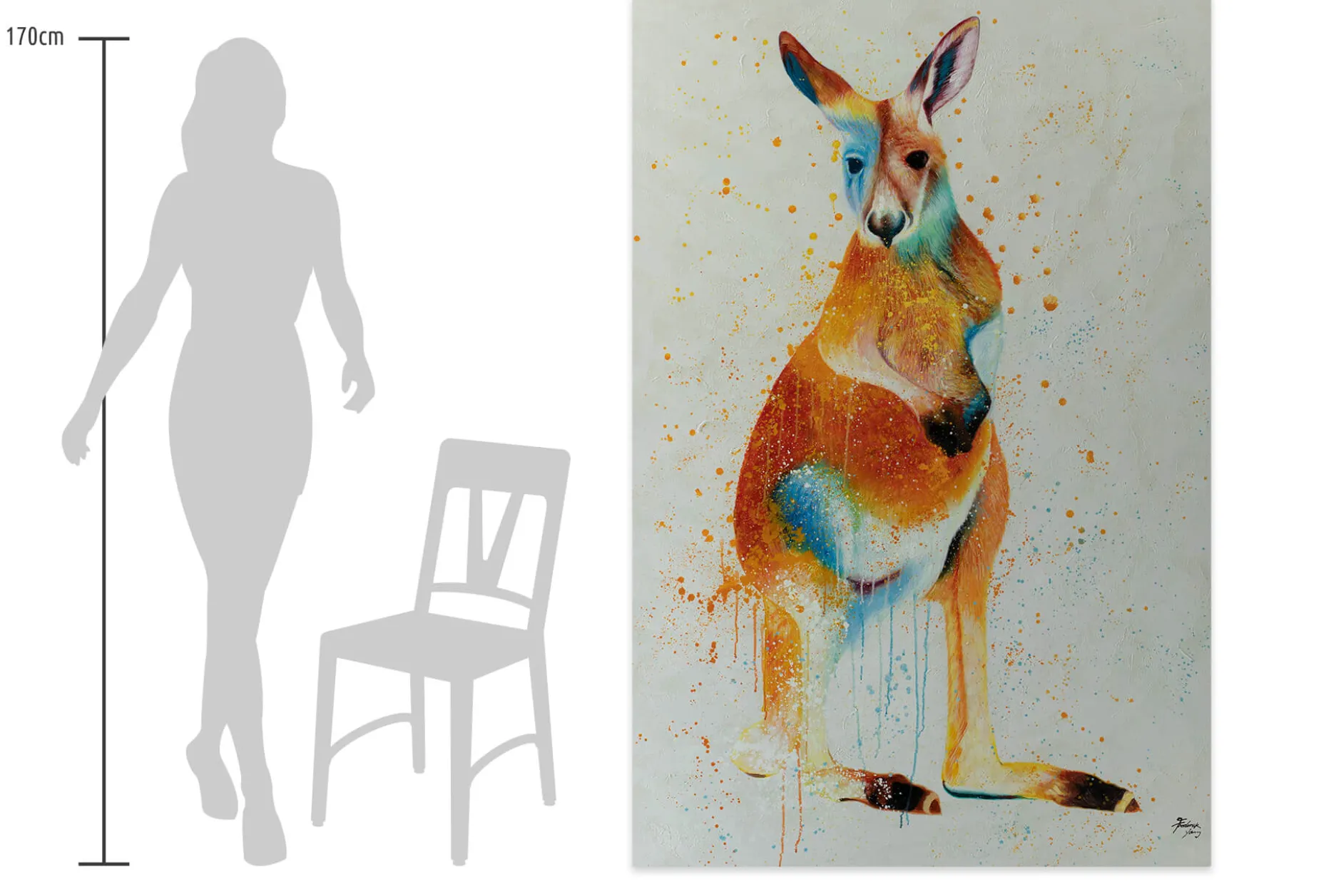 XXL Öl Gemälde 'Hopping Kangaroo' | Handgemaltes Unikat