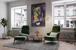 XXL Öl Gemälde 'Illuminated Tiger' | Handgemaltes Unikat