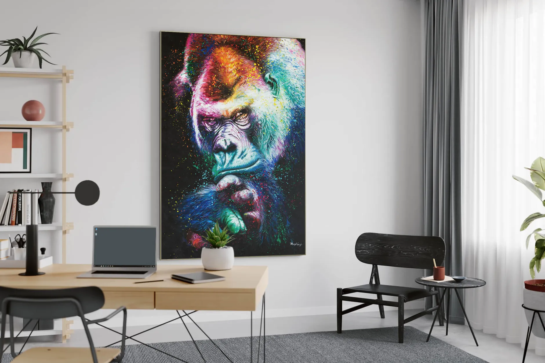 XXL Öl Gemälde 'Imposanter Gorilla' | Handgemaltes Unikat