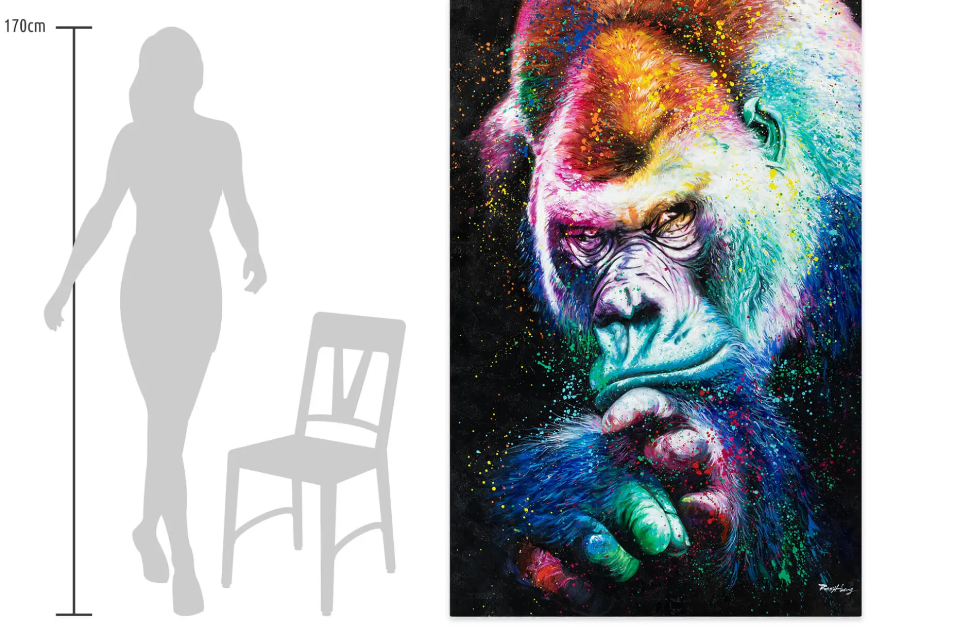 XXL Öl Gemälde 'Imposanter Gorilla' | Handgemaltes Unikat
