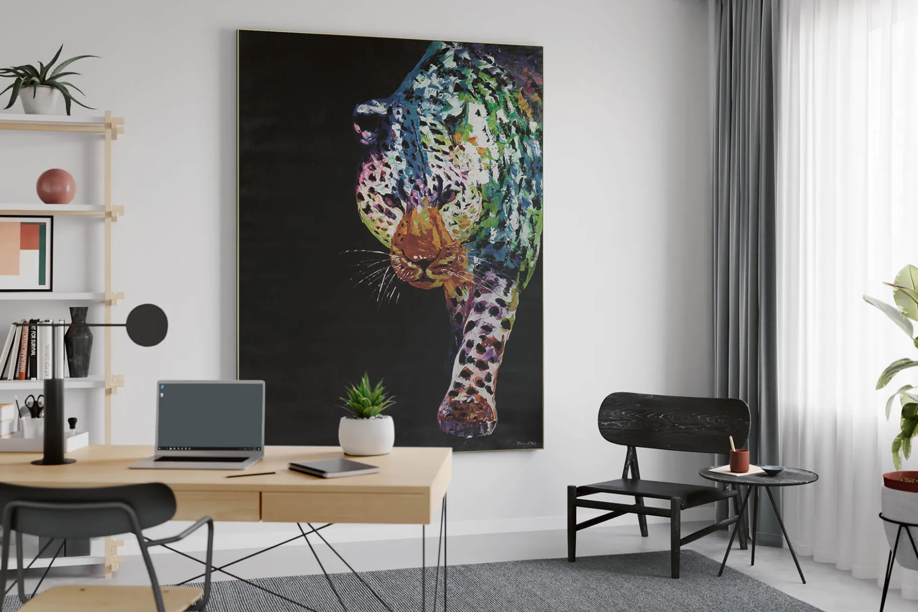 XXL Öl Gemälde 'Im Visier des Leoparden ' | Handgemaltes Unikat