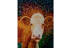 XXL Öl Gemälde 'Joyful Cow' | Handgemaltes Unikat