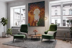 XXL Öl Gemälde 'Joyful Cow' | Handgemaltes Unikat