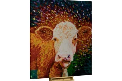 XXL Öl Gemälde 'Joyful Cow' | Handgemaltes Unikat