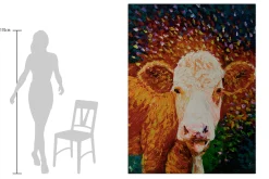 XXL Öl Gemälde 'Joyful Cow' | Handgemaltes Unikat