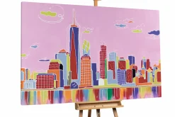 XXL Öl Gemälde 'Kaleidoscopic Skyline' | Handgemaltes Unikat