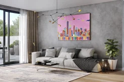 XXL Öl Gemälde 'Kaleidoscopic Skyline' | Handgemaltes Unikat