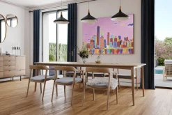 XXL Öl Gemälde 'Kaleidoscopic Skyline' | Handgemaltes Unikat
