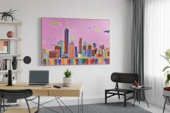 XXL Öl Gemälde 'Kaleidoscopic Skyline' | Handgemaltes Unikat