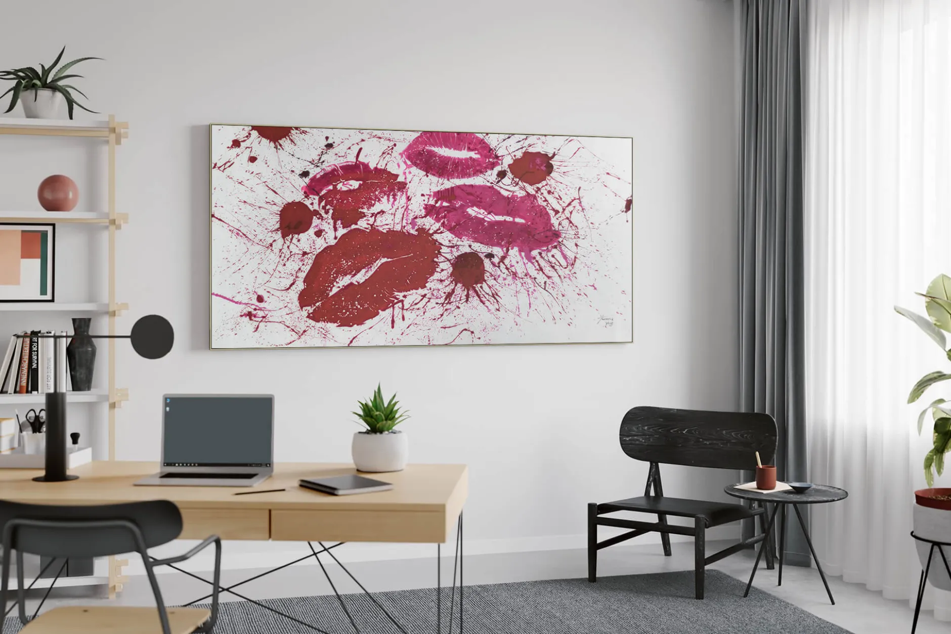 XXL Öl Gemälde 'Kissable Lips' | Handgemaltes Unikat