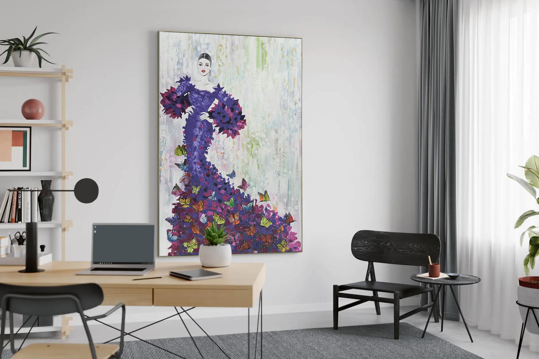XXL Öl Gemälde 'Lady Butterfly' | Handgemaltes Unikat