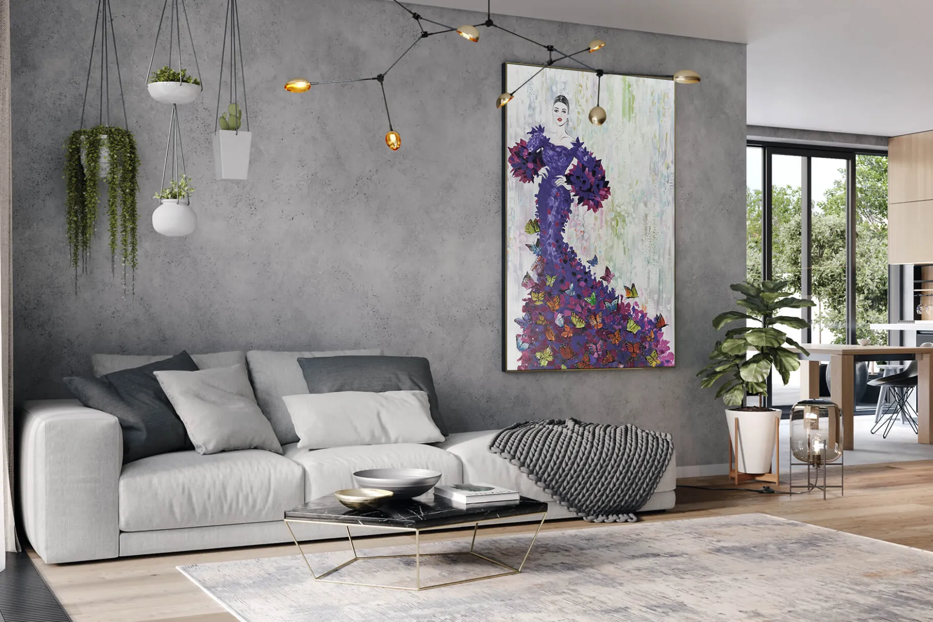 XXL Öl Gemälde 'Lady Butterfly' | Handgemaltes Unikat