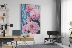 XXL Öl Gemälde 'Leuchtende Dahlien' | Handgemaltes Unikat