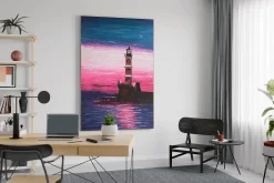 XXL Öl Gemälde 'Lighthouse at Dusk' | Handgemaltes Unikat