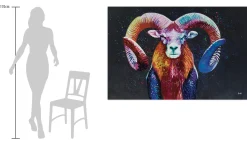 XXL Öl Gemälde 'Majestic Mouflon' | Handgemaltes Unikat
