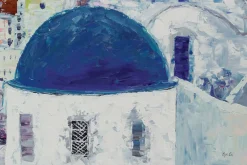 XXL Öl Gemälde 'Malerisches Santorini' | Handgemaltes Unikat