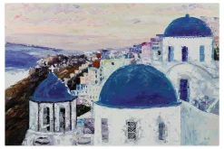 XXL Öl Gemälde 'Malerisches Santorini' | Handgemaltes Unikat