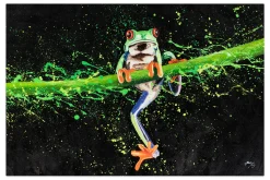 XXL Öl Gemälde 'Mister Frog' | Handgemaltes Unikat