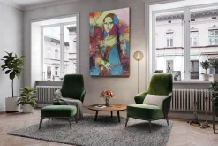 XXL Öl Gemälde 'Mona Lisa mag es Bunt' | Handgemaltes Unikat