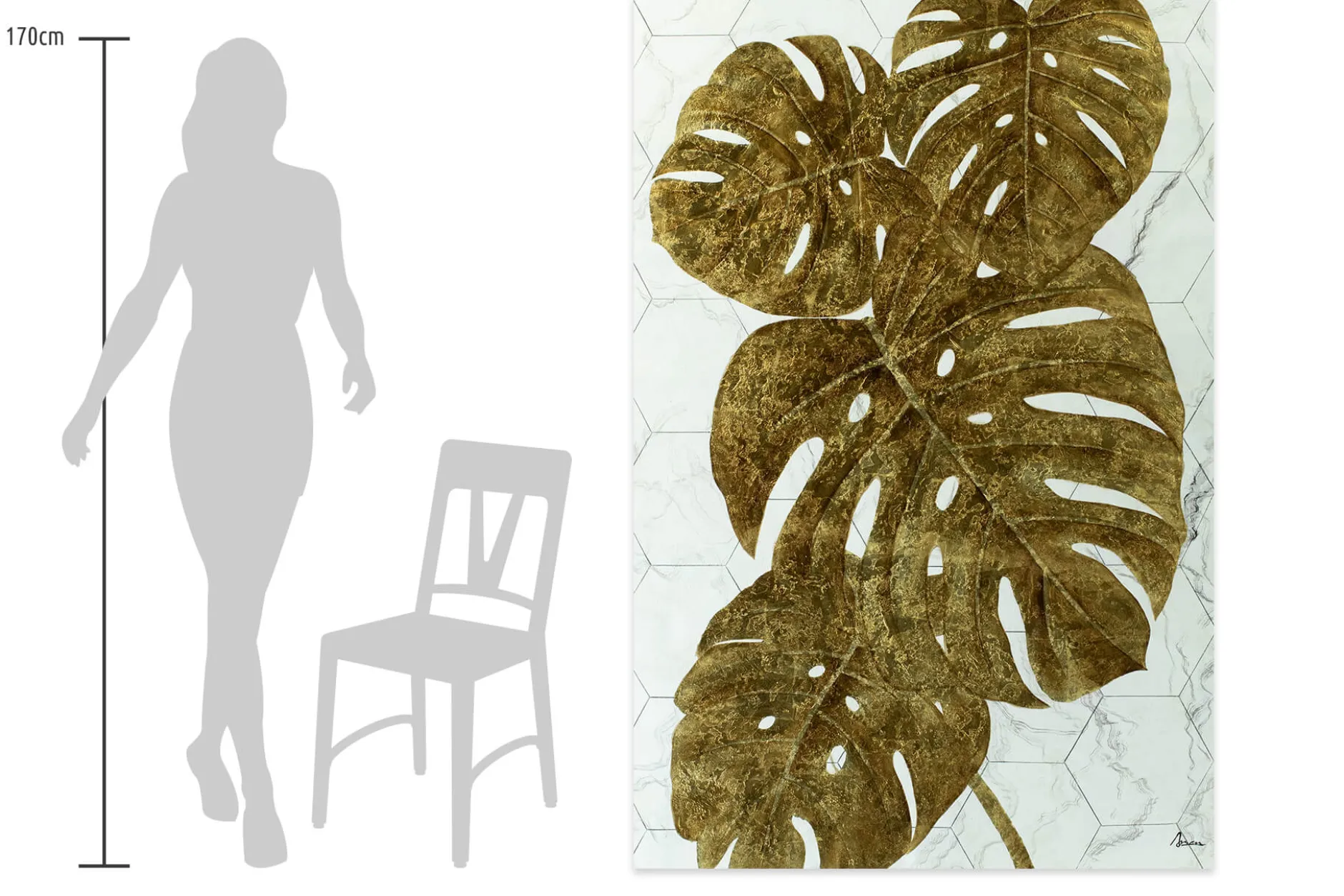 XXL Öl Gemälde 'Monstera on Marble' | Handgemaltes Unikat