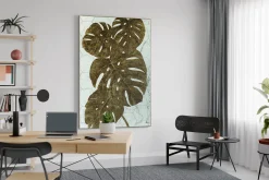 XXL Öl Gemälde 'Monstera on Marble' | Handgemaltes Unikat