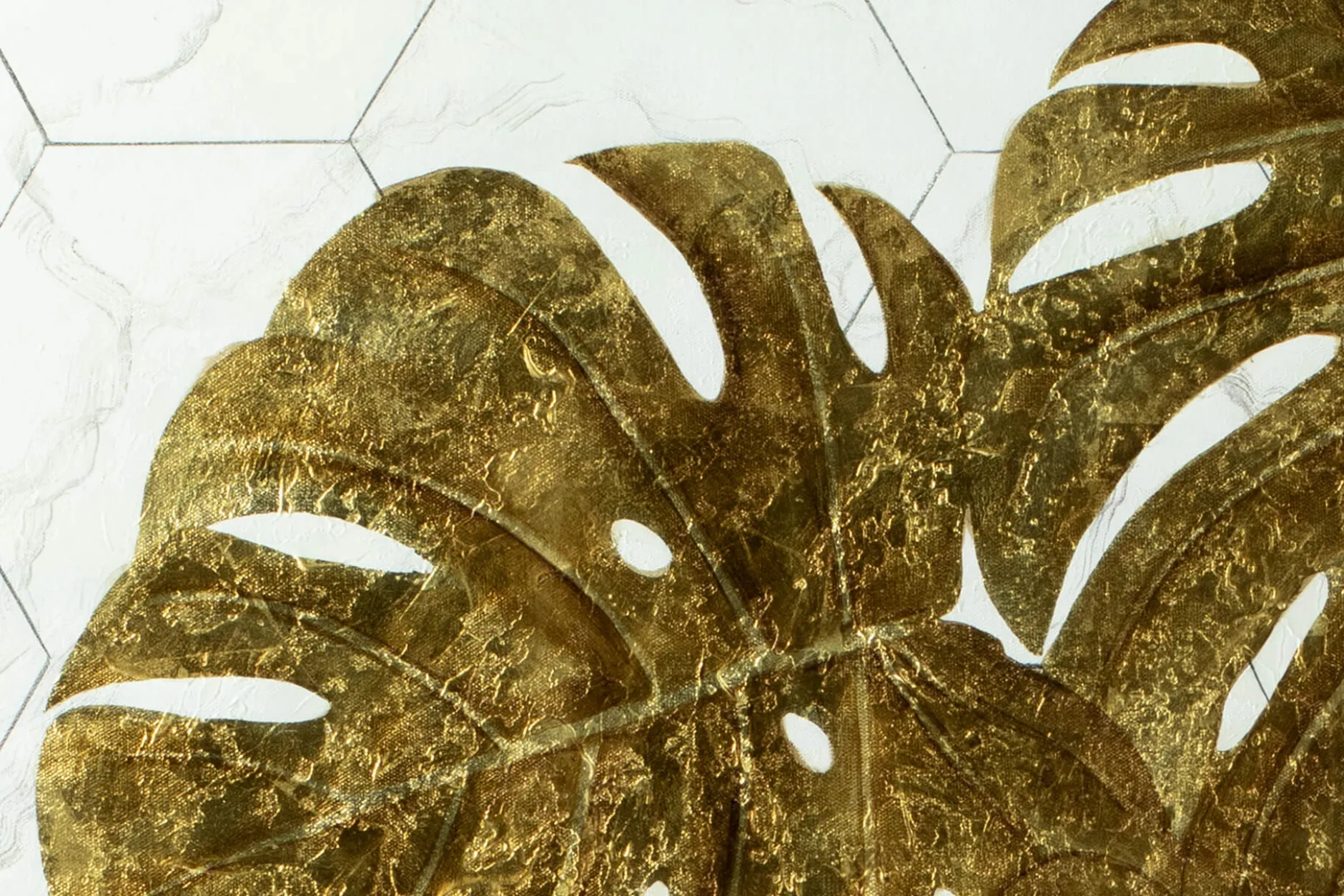 XXL Öl Gemälde 'Monstera on Marble' | Handgemaltes Unikat