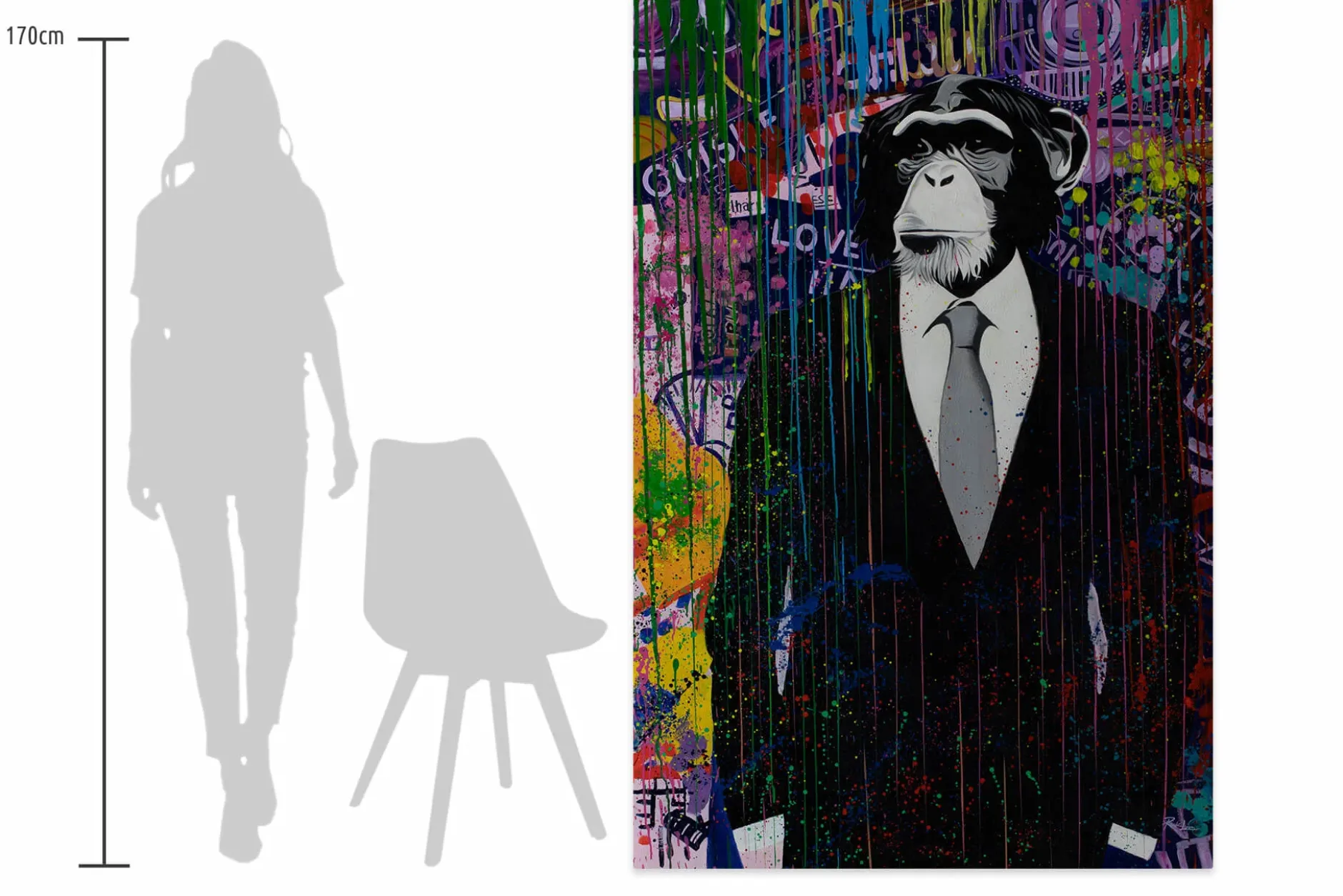 XXL Öl Gemälde 'Mr Monkey' | Handgemaltes Unikat