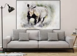 XXL Öl Gemälde 'Nashorn in Aktion' | Handgemaltes Unikat