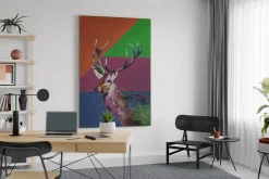 XXL Öl Gemälde 'Neon Deer' | Handgemaltes Unikat