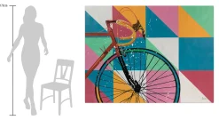 XXL Öl Gemälde 'Neon Retro Bike' | Handgemaltes Unikat