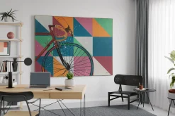 XXL Öl Gemälde 'Neon Retro Bike' | Handgemaltes Unikat