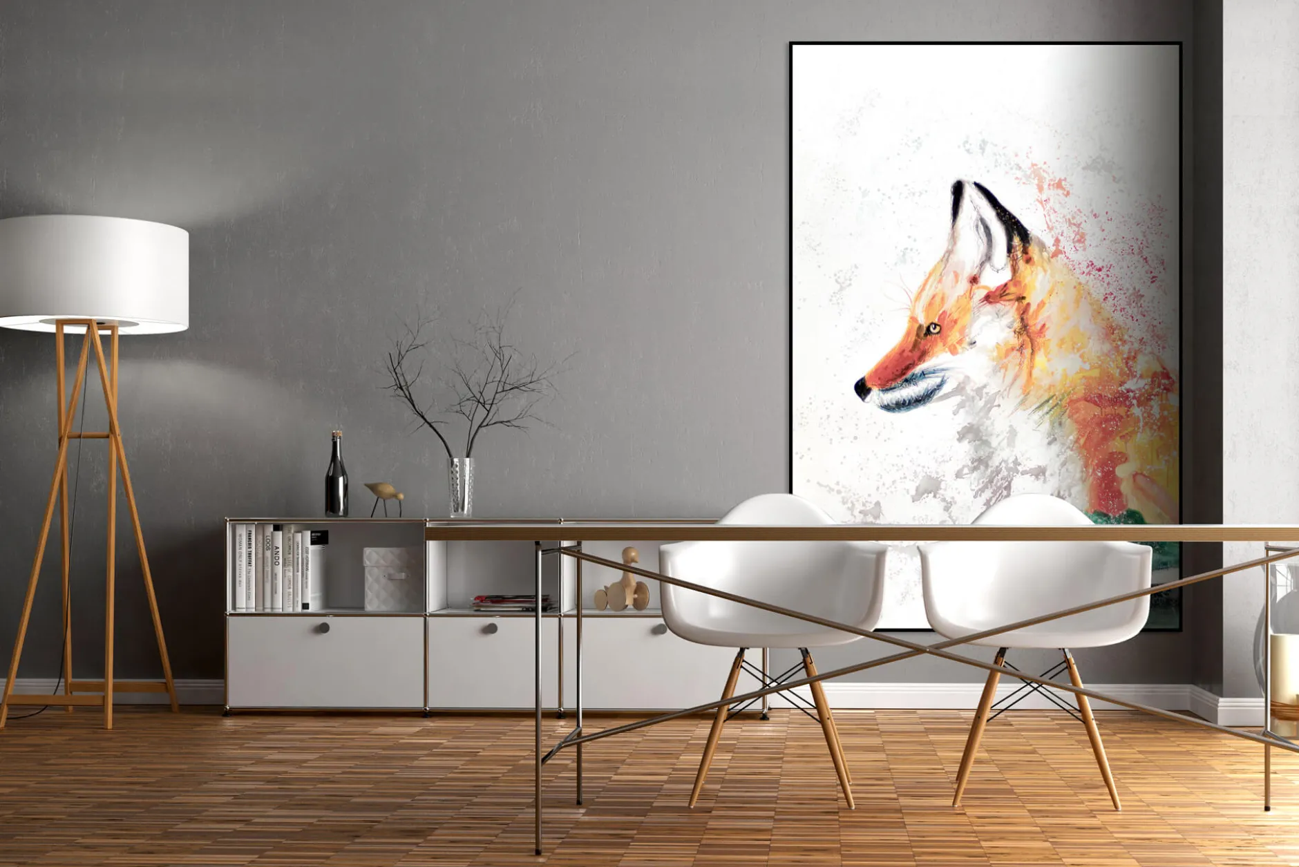 XXL Öl Gemälde 'Patient Fox' | Handgemaltes Unikat